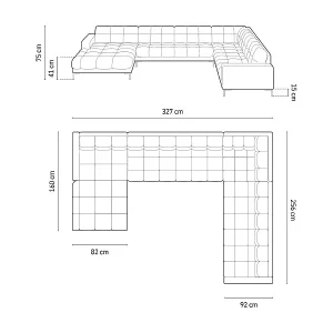 Bestpreis Cosmopolitan Design - 7-Sitzer Panoramasofa rechts "Bali" aus Samt rot - 327x256x75cm