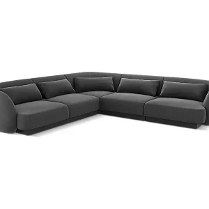 Cosmopolitan Design - 5-Sitzer wendbares Ecksofa "Tulum" aus Samt grau - 255x255x70cm Saisonangebot