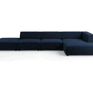 Cosmopolitan Design - 5-Sitzer Ecksofa rechts "Arendal" aus Samt königsblau - 341x166x70cm Kostenfreie Lieferung