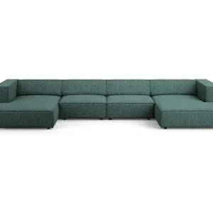 Sonderangebot Cosmopolitan Design - 6-Sitzer Panoramasofa "Arendal" aus Chenille-Stoff petrol - 364x166x70cm