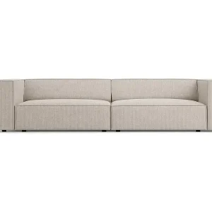 Cosmopolitan Design - 4-Sitzer Sofa "Arendal" aus Chenille-Stoff mit Rippeneffekt dunkelbeige - 244x102x70cm Kostenloser Versand