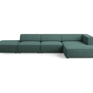 Geprüft Cosmopolitan Design - 5-Sitzer Ecksofa rechts "Arendal" aus Chenille-Stoff petrol - 341x166x70cm
