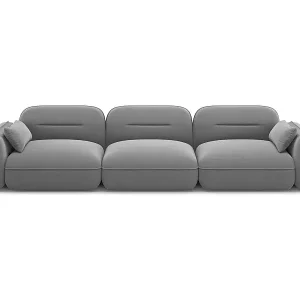 Cosmopolitan Design - 4-Sitzer modulares Sofa "Sydney" aus Samt hellgrau - 320x90x70cm Preis Gesenkt