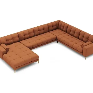 Cosmopolitan Design - 7-Sitzer Panoramasofa rechts "Bali" aus strukturiertem Stoff ziegelrot - 327x256x75cm Preisreduziert