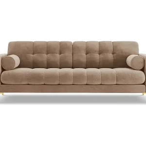 Cosmopolitan Design - 3-Sitzer Sofa "Bali" aus Samt beige - 177x92x75cm Preiswert