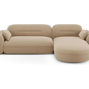 Cosmopolitan Design - 4-Sitzer modulares Ecksofa rechts "Sydney" aus Samt sandfarben - 275x165x70cm Neu Im Sortiment