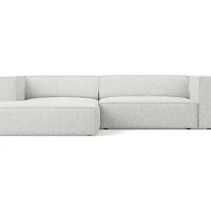 Bestpreis Cosmopolitan Design - 3-Sitzer Ecksofa links "Arendal" aus Chenille-Stoff hellgrau - 224x166x70cm