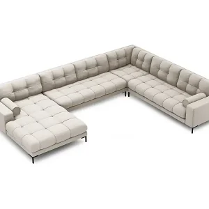 Cosmopolitan Design - 7-Sitzer Panoramasofa rechts "Bali" aus strukturiertem Stoff beige - 327x256x75cm Meistverkauft