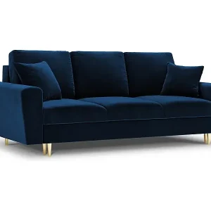 Begrenztes Angebot Cosmopolitan Design - 3-Sitzer ausklappbares Sofa mit Bettkasten "Kyoto" aus Samt königsblau - 235x100x88cm