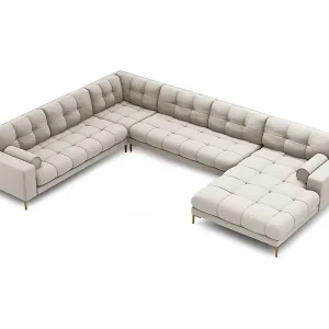 Cosmopolitan Design - 7-Sitzer Panoramasofa links "Bali" aus strukturiertem Stoff beige - 327x256x75cm Sale