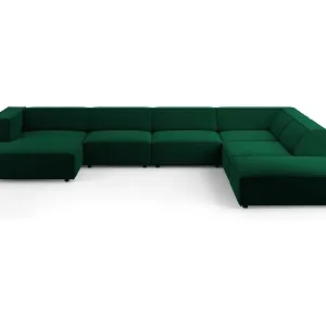 Cosmopolitan Design - 7-Sitzer Panoramasofa rechts "Arendal" aus Samt flaschengrün - 364x262x70cm Meistverkauft