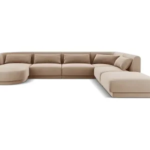 Jetzt Bestellen Cosmopolitan Design - 6-Sitzer Panoramasofa rechts "Tulum" aus Samt beige - 330x255x70cm