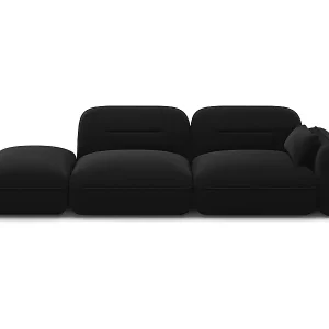 Cosmopolitan Design - 3-Sitzer modulares Sofa links "Sydney" aus Samt schwarz - 295x90x70cm Top-Seller
