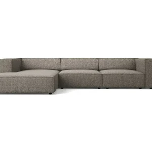 Cosmopolitan Design - 4-Sitzer Ecksofa links "Arendal" aus Chenille-Stoff grau - 284x166x70cm Solange Der Vorrat Reicht