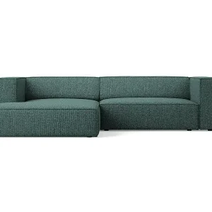 Schnäppchen Cosmopolitan Design - 3-Sitzer Ecksofa links "Arendal" aus Chenille-Stoff petrol - 224x166x70cm