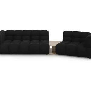 Cosmopolitan Design - 3-Sitzer modulares Sofa rechts "Sky" aus Samt schwarz - 353x148x75cm Gratis Versand