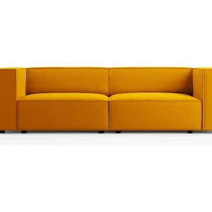 Cosmopolitan Design - 3-Sitzer Sofa "Arendal" aus Samt gelb - 204x102x70cm Bestpreis