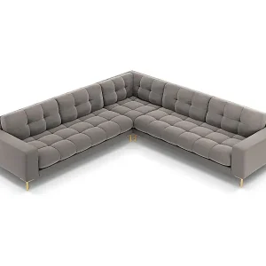 Beliebt Cosmopolitan Design - 6-Sitzer wendbares Ecksofa "Bali" aus Samt hellgrau - 256x256x75cm