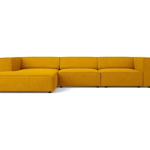 Gratis Versand Cosmopolitan Design - 4-Sitzer Ecksofa links "Arendal" aus Chenille-Stoff mit Rippeneffekt senf - 284x166x70cm