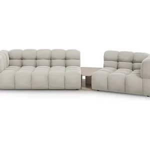 Markenprodukt Cosmopolitan Design - 3-Sitzer modulares Sofa rechts "Sky" aus Samt leichtes beige - 353x148x75cm