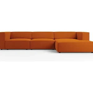 Cosmopolitan Design - 4-Sitzer Ecksofa rechts "Arendal" aus Samt terrakotta - 284x166x70cm Neue Ware