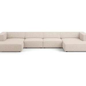 Cosmopolitan Design - 6-Sitzer Panoramasofa "Arendal" aus Chenille-Stoff beige - 364x166x70cm Jetzt Kaufen