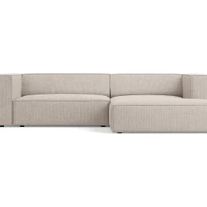 Gratis Versand Cosmopolitan Design - 3-Sitzer Ecksofa rechts "Arendal" aus Chenille-Stoff mit Rippeneffekt dunkelbeige - 224x166x70cm