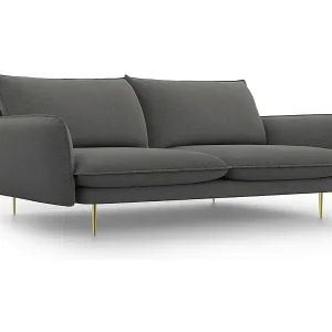 Bestseller Cosmopolitan Design - 4-Sitzer Sofa "Vienna" aus strukturiertem Stoff dunkelgrau - 230x92x95cm