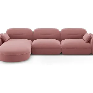 Wochenendangebot Cosmopolitan Design - 4-Sitzer modulares Ecksofa links "Sydney" aus Samt lachs - 320x165x70cm