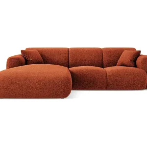 Geprüft Cosmopolitan Design - 4-Sitzer Ecksofa links "Nolio" aus Chenille-Stoff terrakotta - 260x170x72cm