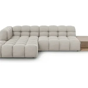 Cosmopolitan Design - 4-Sitzer modulares Ecksofa links "Sky" aus Samt leichtes beige - 297x162x75cm Kostenloser Versand