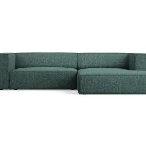 Cosmopolitan Design - 3-Sitzer Ecksofa rechts "Arendal" aus Chenille-Stoff petrol - 224x166x70cm Versand Am Gleichen Tag