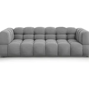 Jetzt Kaufen Cosmopolitan Design - 4-Sitzer modulares Sofa "Sky" aus Samt hellgrau - 244x102x75cm