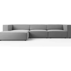 Jetzt Bestellen Cosmopolitan Design - 4-Sitzer Ecksofa links "Arendal" aus Samt hellgrau - 284x166x70cm