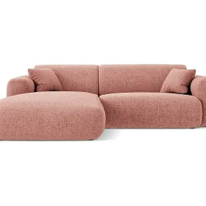 Cosmopolitan Design - 4-Sitzer Ecksofa links "Nolio" aus Chenille-Stoff rosa - 235x170x72cm Kostenloser Versand