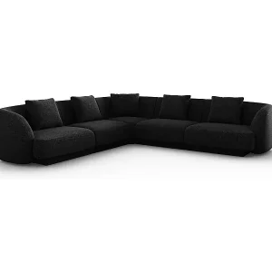 Bestseller Cosmopolitan Design - 5-Sitzer wendbares Ecksofa "Tulum" aus Chenille-Stoff schwarz - 255x255x70cm