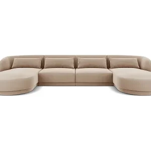 Gratis Versand Cosmopolitan Design - 5-Sitzer Panoramasofa "Tulum" aus Samt beige - 330x156x70cm