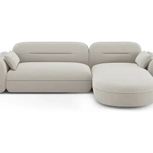 Cosmopolitan Design - 4-Sitzer modulares Ecksofa rechts "Sydney" aus Samt leichtes beige - 275x165x70cm Sale