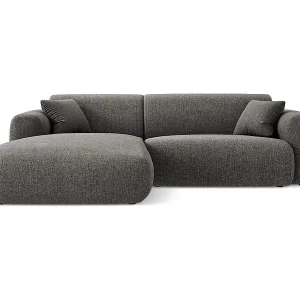 Cosmopolitan Design - 4-Sitzer Ecksofa links "Nolio" aus Chenille-Stoff grau - 235x170x72cm Angebot