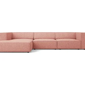 Nur Für Kurze Zeit Cosmopolitan Design - 4-Sitzer Ecksofa links "Arendal" aus Chenille-Stoff rosa - 284x166x70cm