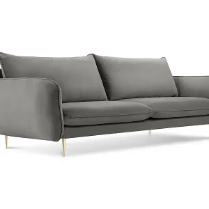 Cosmopolitan Design - 4-Sitzer Sofa "Vienna" aus Samt hellgrau - 230x92x95cm Aktuell