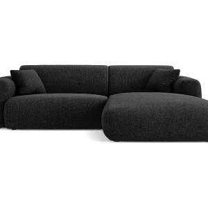 Geprüft Cosmopolitan Design - 4-Sitzer Ecksofa rechts "Nolio" aus Chenille-Stoff schwarz - 235x170x72cm