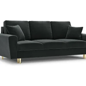 Cosmopolitan Design - 3-Sitzer ausklappbares Sofa mit Bettkasten "Kyoto" aus Samt dunkelgrau - 235x100x88cm Neu Im Sortiment