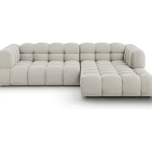 Cosmopolitan Design - 4-Sitzer modulares Ecksofa rechts "Sky" aus Samt leichtes beige - 272x162x75cm Bestpreis