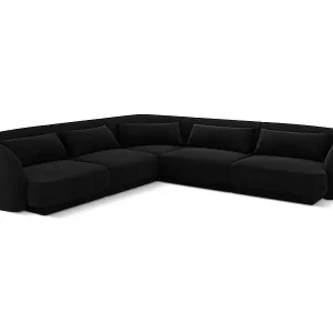 Zertifiziert Cosmopolitan Design - 5-Sitzer wendbares Ecksofa "Tulum" aus Samt schwarz - 255x255x70cm