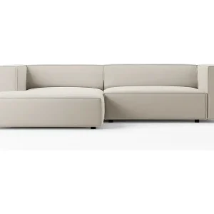 Cosmopolitan Design - 3-Sitzer Ecksofa links "Arendal" aus Samt Ecru - 224x166x70cm Finale Aktion