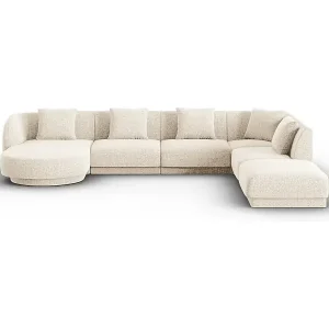 Bestseller Cosmopolitan Design - 6-Sitzer Panoramasofa rechts "Tulum" aus Chenille-Stoff leichtes beige - 330x255x70cm