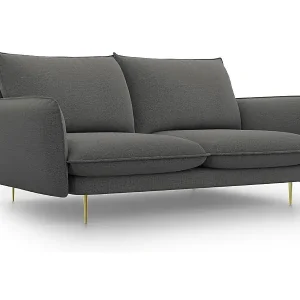 Cosmopolitan Design - 2-Sitzer Sofa "Vienna" aus strukturiertem Stoff dunkelgrau - 160x92x95cm Kracherpreis