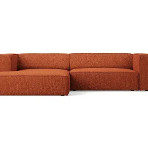 Cosmopolitan Design - 3-Sitzer Ecksofa links "Arendal" aus Chenille-Stoff terrakotta - 224x166x70cm Solange Der Vorrat Reicht