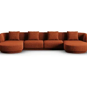 Solange Der Vorrat Reicht Cosmopolitan Design - 5-Sitzer Panoramasofa "Tulum" aus Chenille-Stoff terrakotta - 330x156x70cm